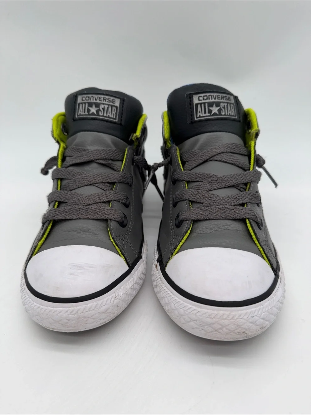 Converse Chuck Taylor All Star Youth Sz 4 Static Mid Sneaker Gray Black Leather